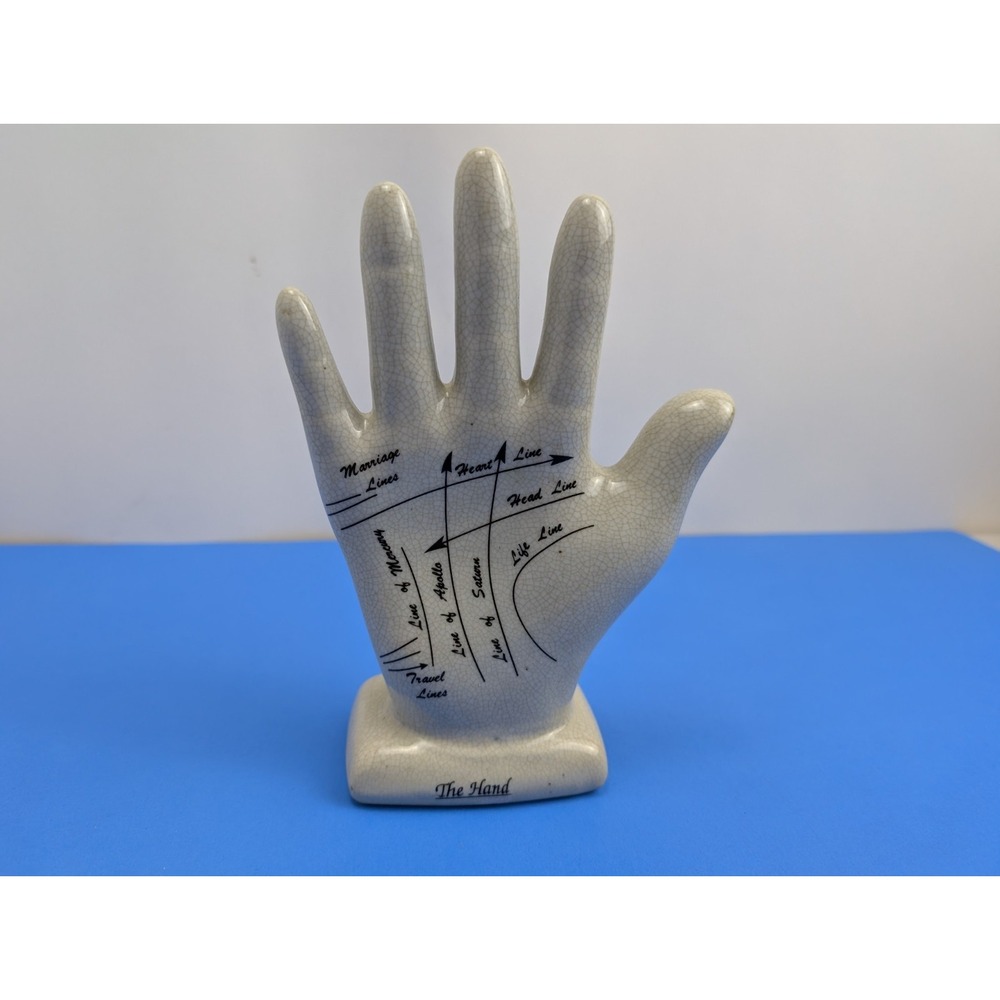 The Hand Palm Reader Tarot Ceramic Diagram Figure Palmistry Psychic Full Size